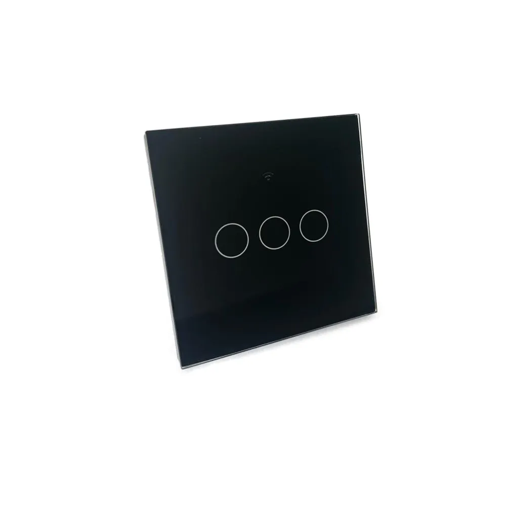 Intrerupator tactil triplu Doc, Wi-Fi, IP20, negru