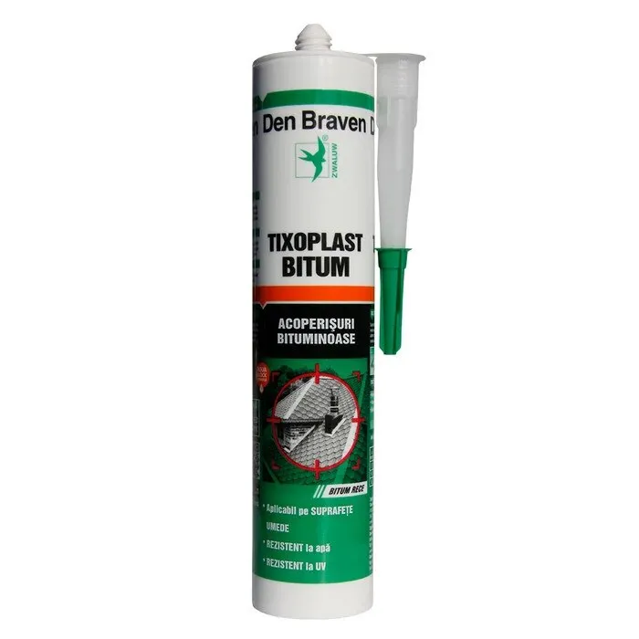 Izolant acoperisuri bituminoase, Den Braven Tixoplast Bitum, negru, 280 ml