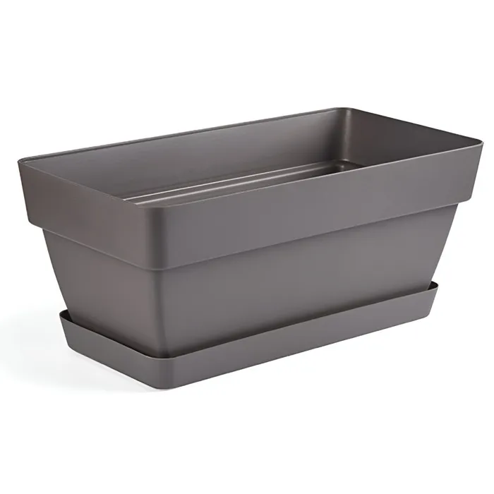 Jardiniera din plastic Gardena, cu suport, interior / exterior, dreptunghiulara, antracit, 40 x 19 x 16.8 cm