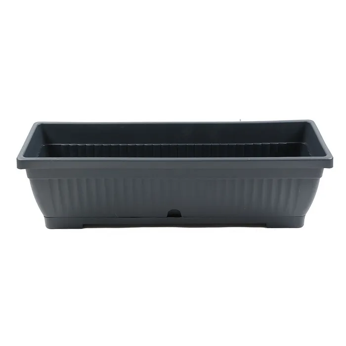 Jardiniera din plastic Verbena, cu suport, interior / exterior, dreptunghiulara, gri, 60 x 20 x 15.5 cm