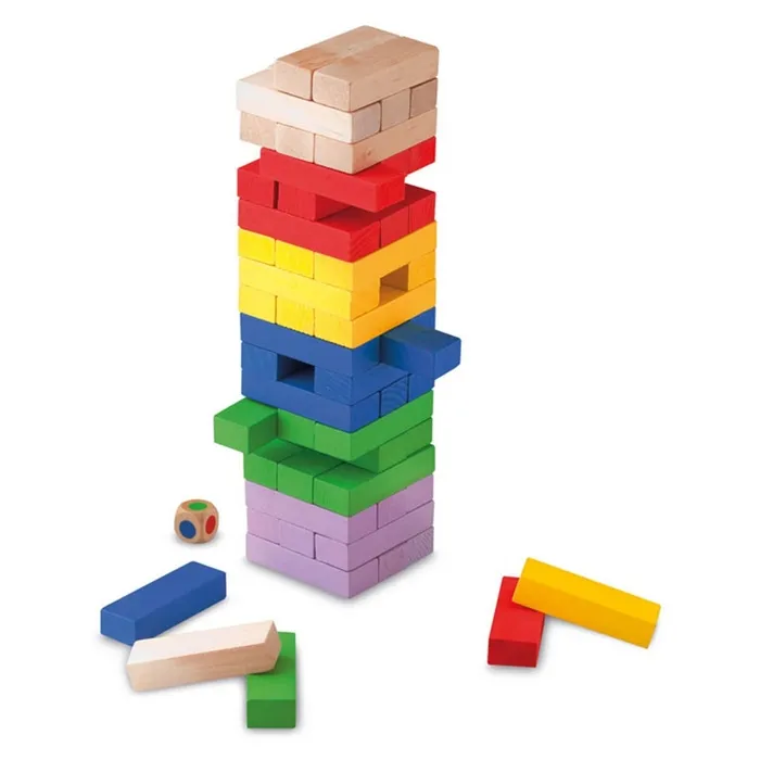 Jenga, joc de societate, Turn Block & Block, Cayro, lemn, multicolor, 5+ ani, 8 x 7.8 x 30 cm