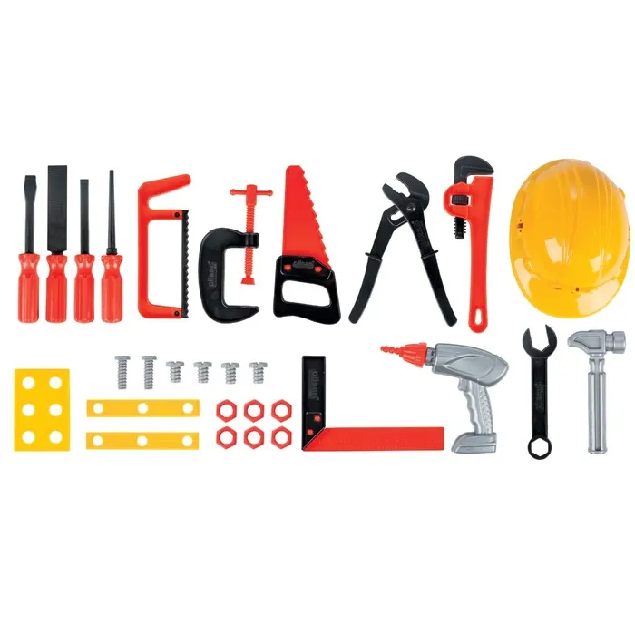 Jucarie pentru copii, unelte + casca, din plastic, set 25 piese