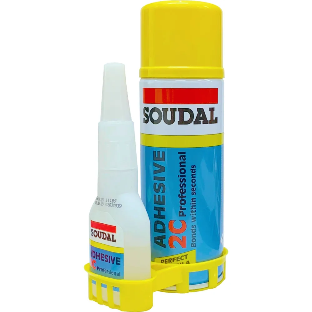 Kit adeziv bicomponent Soudal 270 SP, de reparare, tip spray, 400 ml + 100 g, transparent