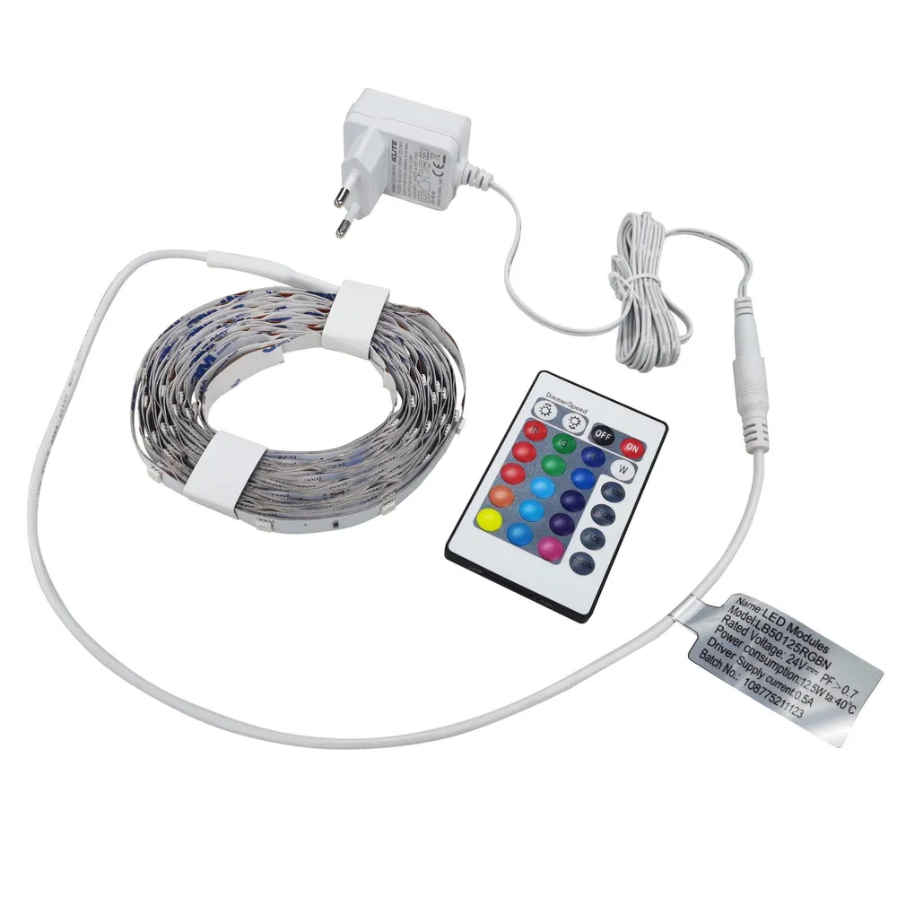 Kit banda LED No Name, 5m, 12.5 W, RGB, 24 V, cu telecomanda