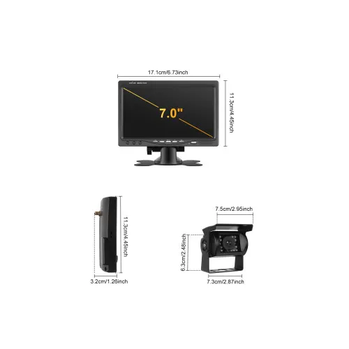 Kit camera wireless fata spate 1080P cu monitor 7 inch night vision IP68 BSD — imaginea 4