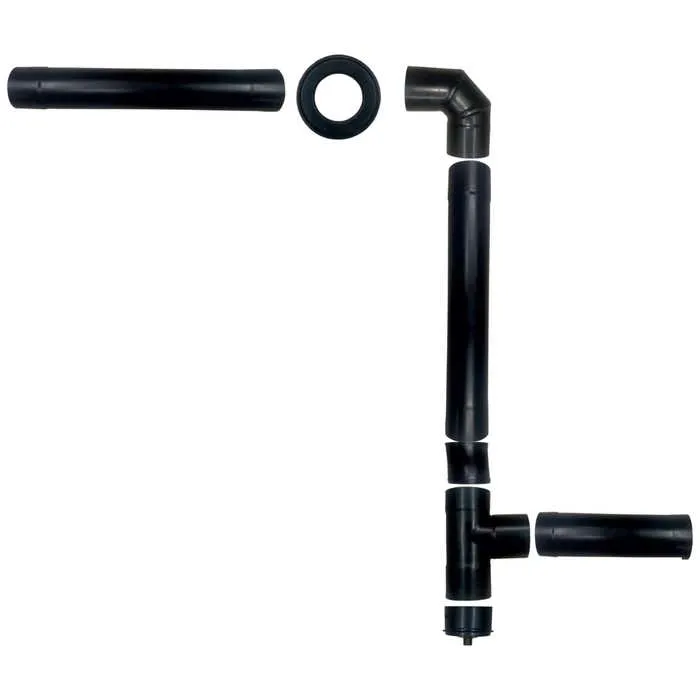 Kit cos inox, pentru centrale peleti, D 80 mm, negru