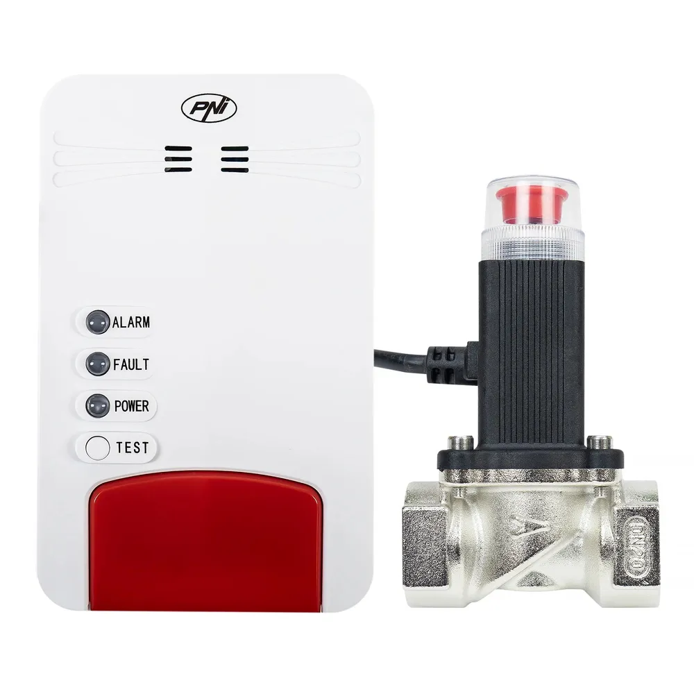 Kit de detectare gaz PNI Safe House Dual Gas 250, senzori CO si gaze naturale, electrovalva 3/4", set complet