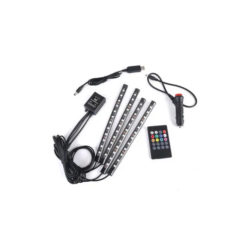 Kit iluminare ambientala auto RGB 4 bare LED 22cm 12V cu telecomanda — imaginea 2