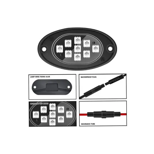Kit lumini sub masina LED RGB Rock Light 4 module 12V cu aplicatie Bluetooth — imaginea 2