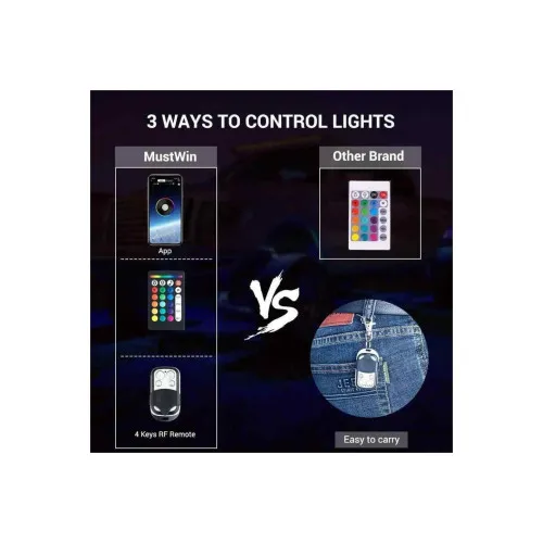 Kit lumini sub masina RGB Rock Light 8 module 12V Bluetooth — imaginea 2
