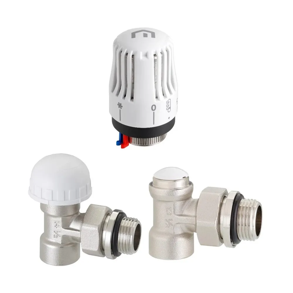 Kit robinet calorifer termostatat + robinet calorifer retur + cap termostat Purmo FIG01213502I0011, alama, 1/2"