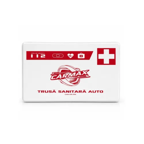 Kit siguranta auto complet trusa cutie alba 2 triunghiuri vesta geanta stingator fara manometru — imaginea 2