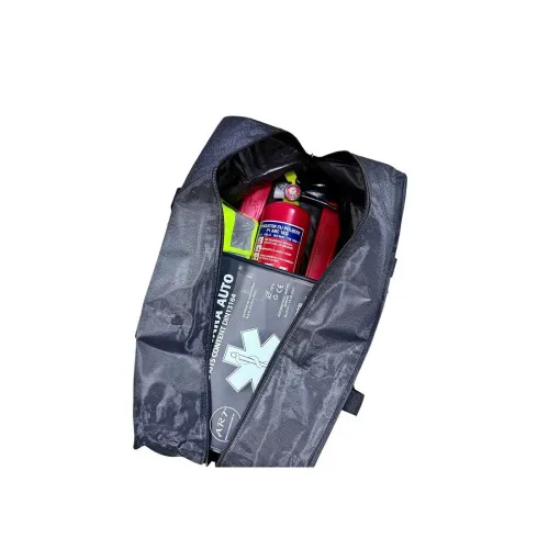 Kit siguranta auto complet trusa cutie neagra ART omologata RAR 2 triunghiuri vesta geanta stingator Runkit — imaginea 2