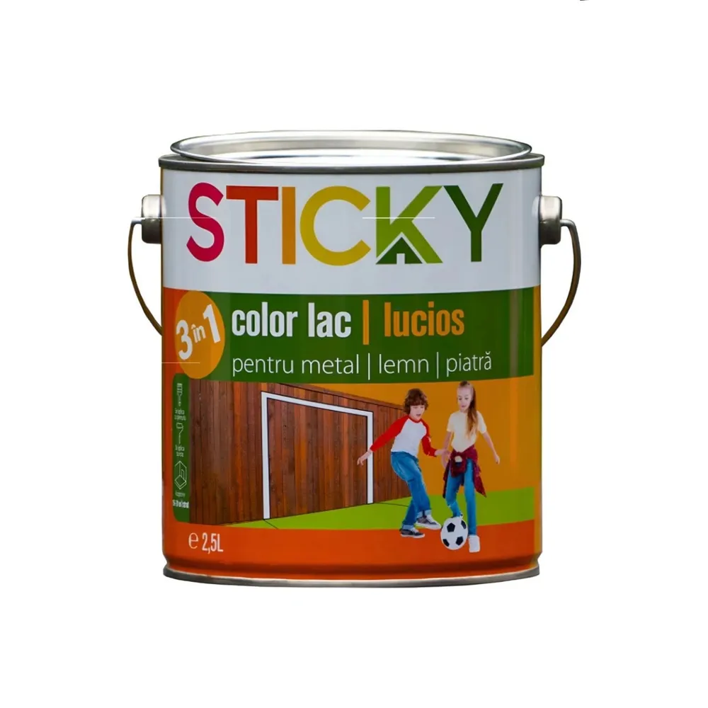 Lac alchidic pentru lemn / metal / piatra, Sticky, stejar, interior / exterior, 2.5 L