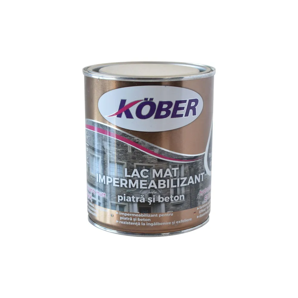 Lac de protectie impermeabilizant Kober, pentru piatra si beton, mat, incolor, 0.75 L