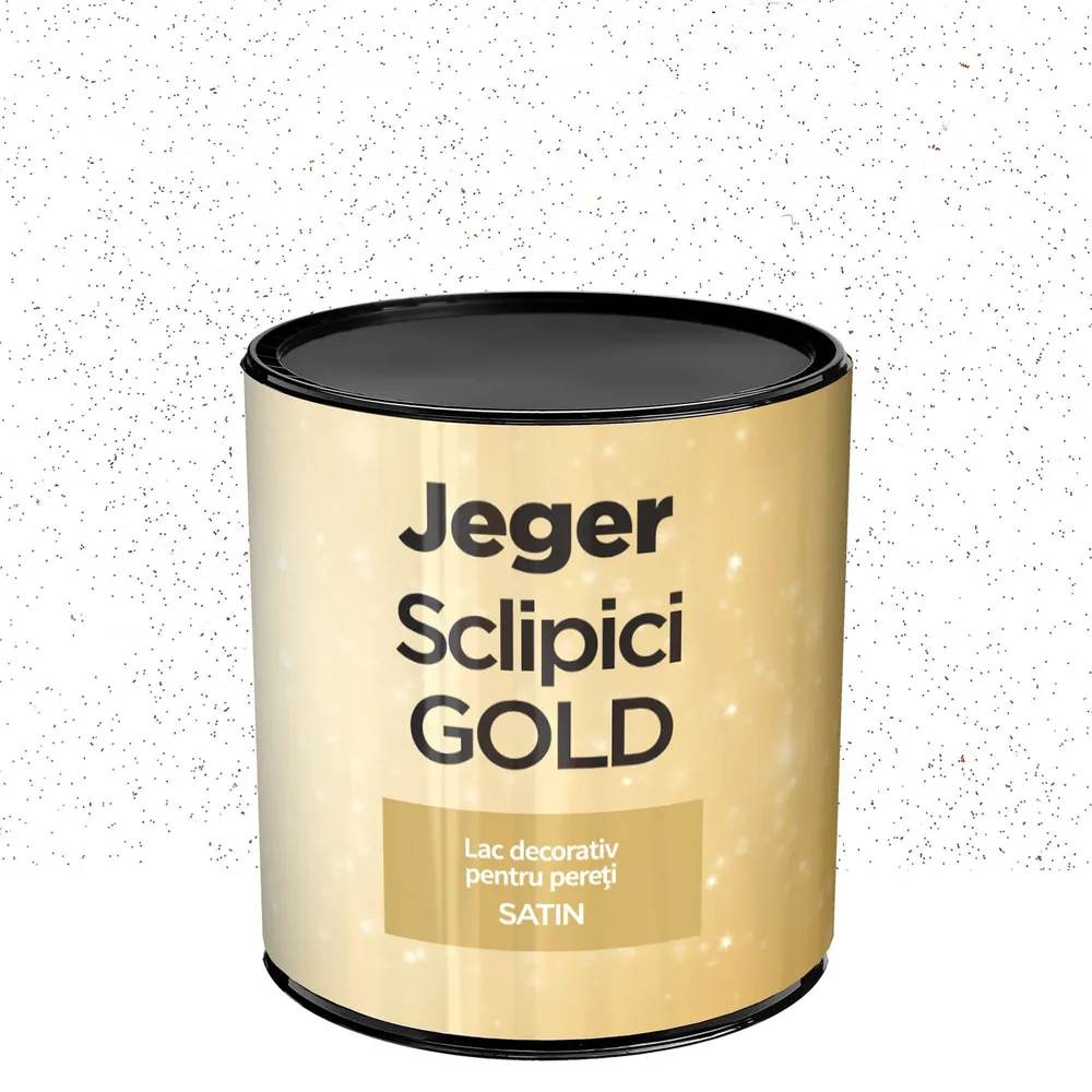 Lac decorativ cu sclipici, pentru vopsea cu efect, Jeger, auriu, 0.5 L