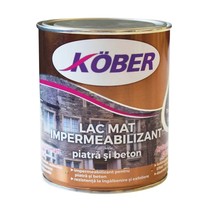 Lac impermeabil pentru piatra si beton Kober, interior / exterior, transparent, 0.75 L