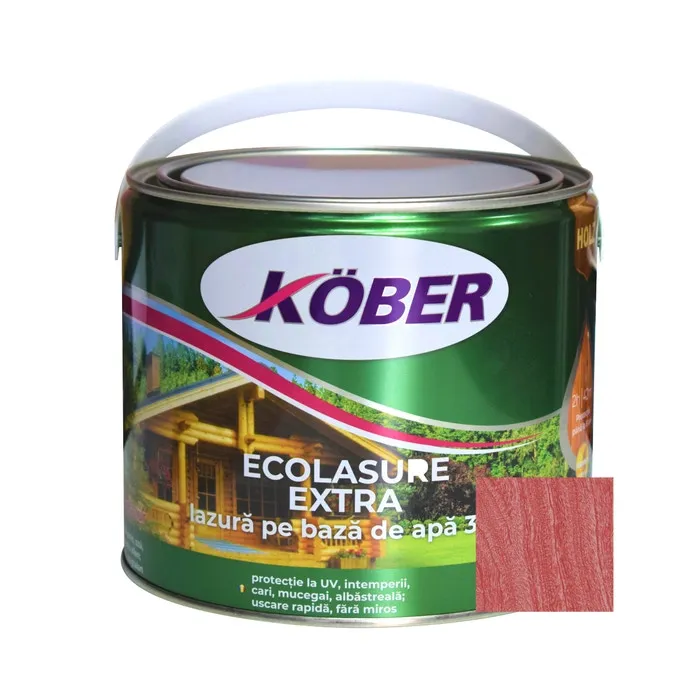 Lac / lazura 3 in 1 pentru lemn, Kober Ecolasure Extra, trandafir, pe baza de apa, interior / exterior, 2.5 L
