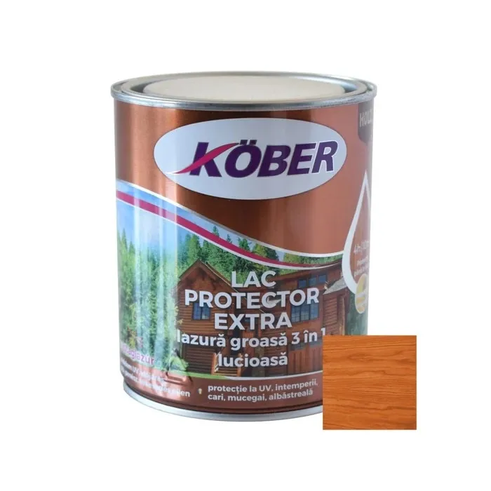 Lac / lazura groasa pentru lemn, Kober Extra 3 in 1, stejar, interior / exterior, 0.75 L