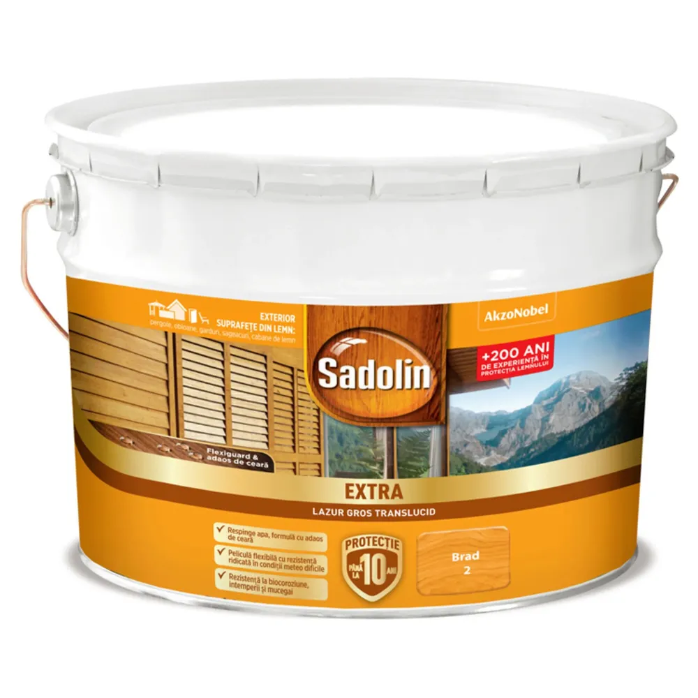 Lac / lazura pentru lemn, Sadolin Extra, brad, exterior, 10 L
