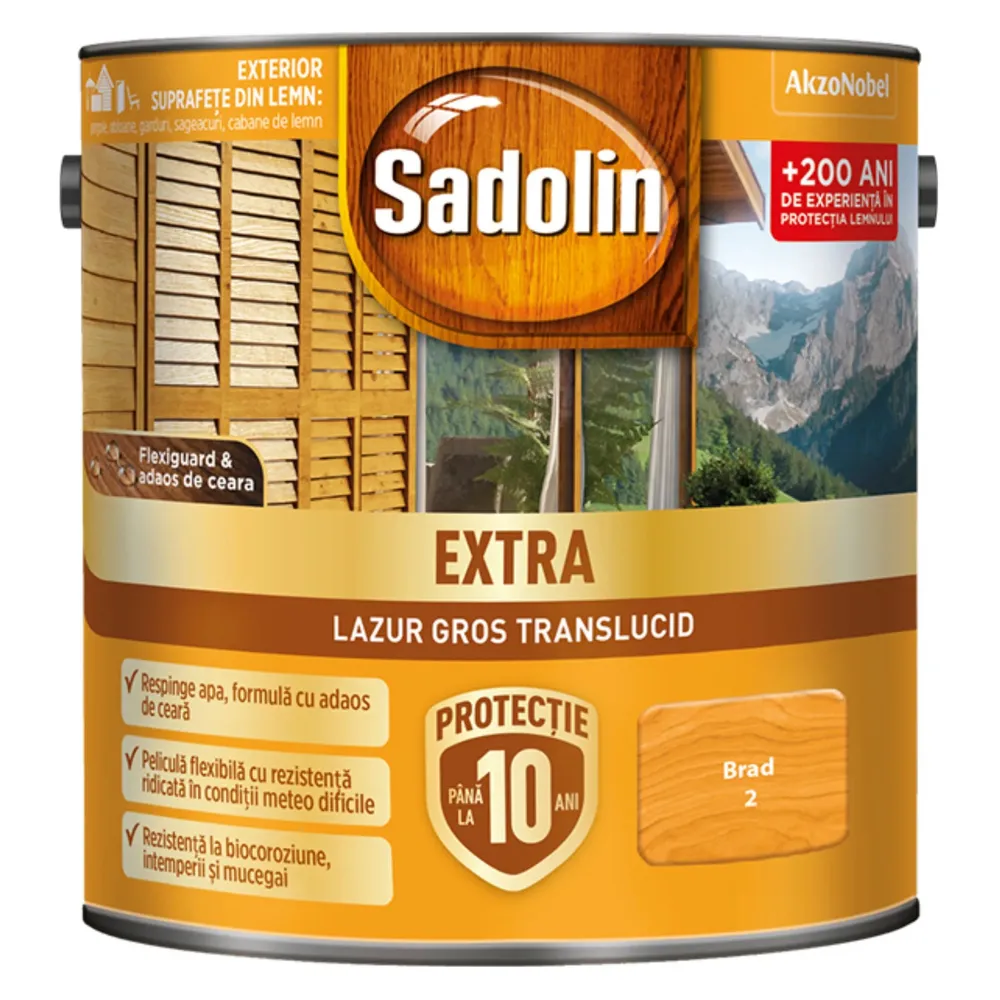 Lac / lazura pentru lemn, Sadolin Extra, brad, exterior, 2.5 L