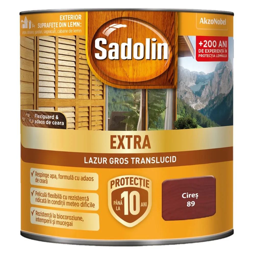 Lac / lazura pentru lemn, Sadolin Extra, cires, exterior, 0.75 L