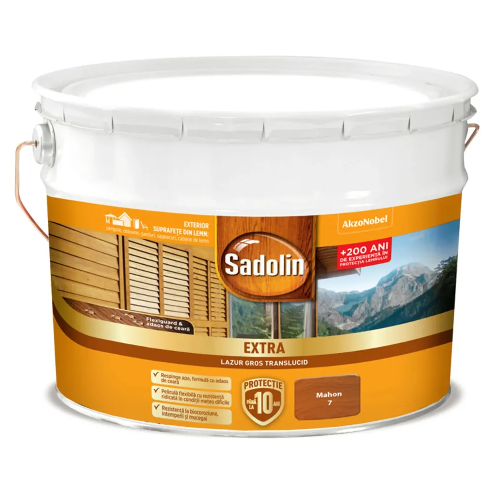 Lac / lazura pentru lemn, Sadolin Extra, mahon, exterior, 10 L