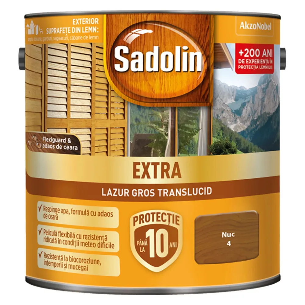 Lac / lazura pentru lemn, Sadolin Extra, nuc, exterior, 2.5 L