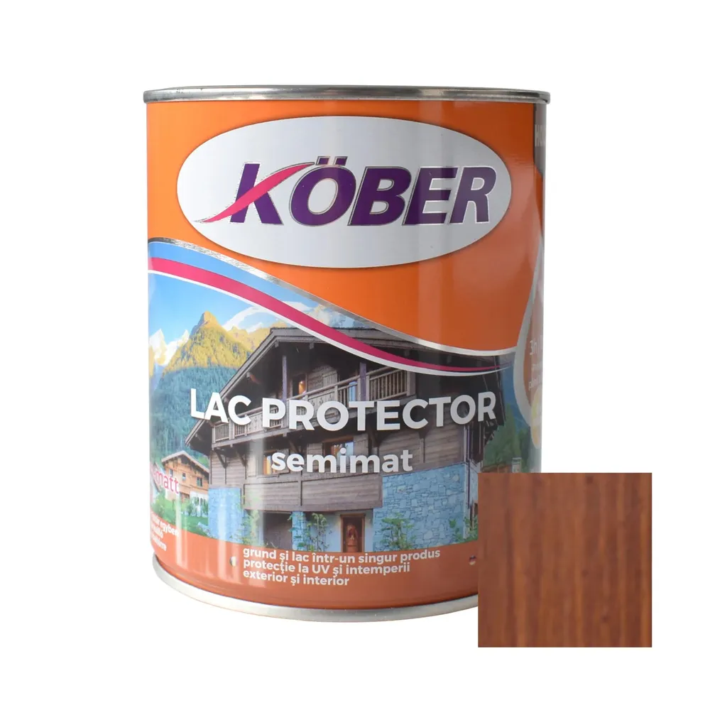 Lac pentru lemn, Kober semimat, nuc mediu, interior / exterior, 0.75 L