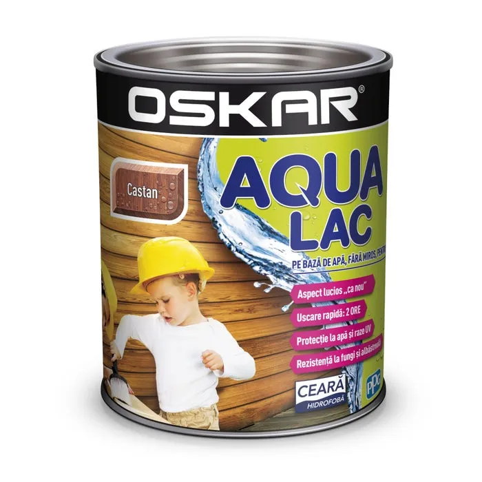 Lac pentru lemn Oskar Aqua Lac, castan, pe baza de apa, interior / exterior, 0.75 L