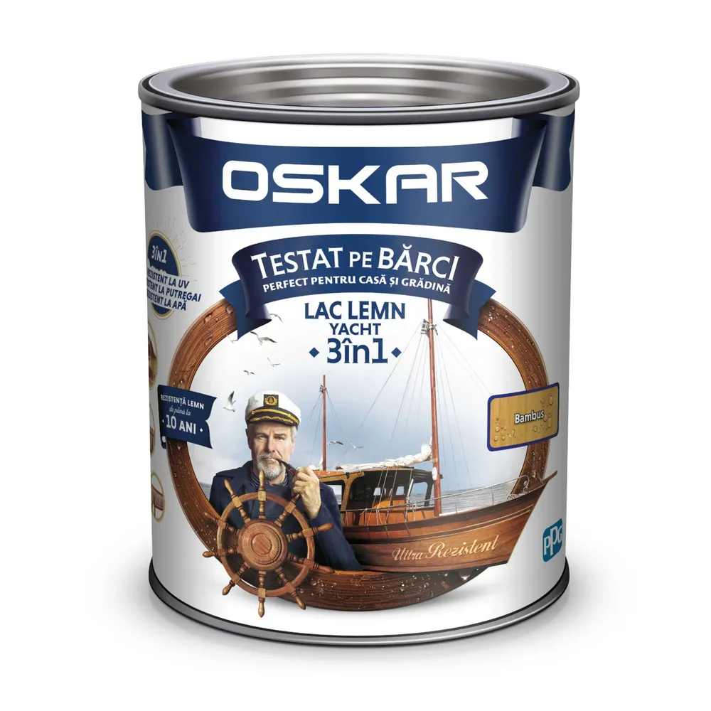 Lac pentru lemn Oskar Yacht 3 in 1, bambus, interior / exterior, 0.75 L