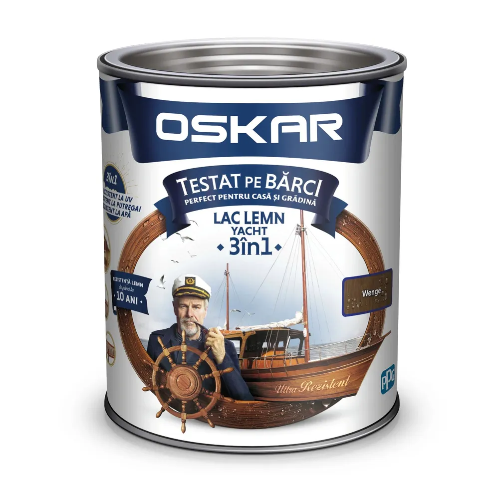 Lac pentru lemn Oskar Yacht 3 in 1, wenge, interior / exterior, 2.5 L