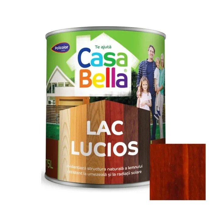Lac pentru lemn Policolor Casabella, mahon inchis, interior / exterior, 0.75 L