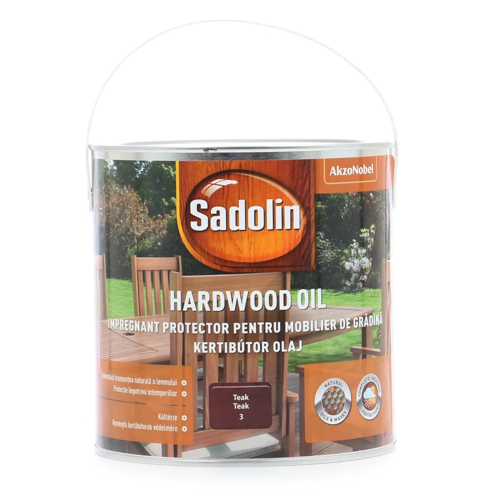Lac pentru lemn Sadolin Hardwood Oil, tec, exterior, 2.5 L