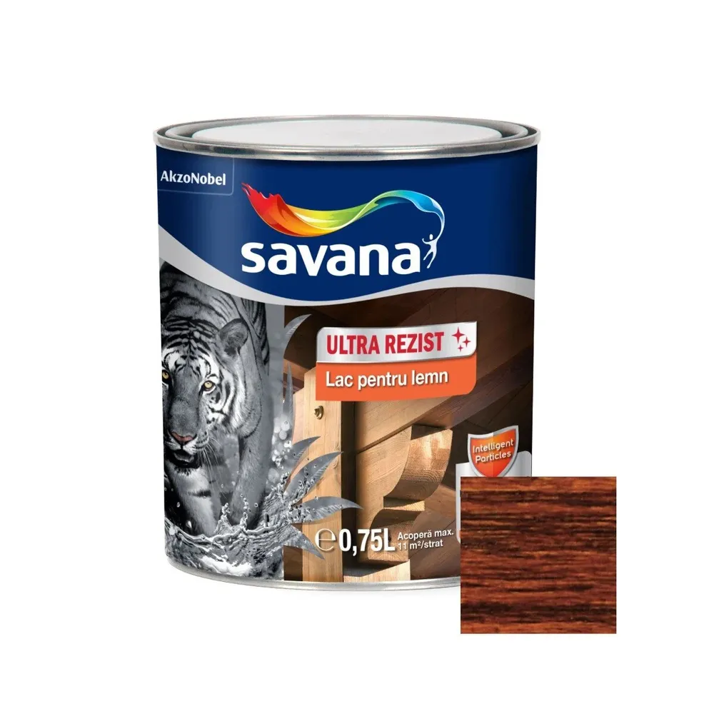 Lac pentru lemn Savana Ultra Rezist, mahon, interior / exterior, 0.75 L