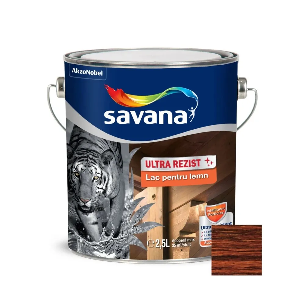 Lac pentru lemn Savana Ultra Rezist, mahon, interior / exterior, 2.5 L