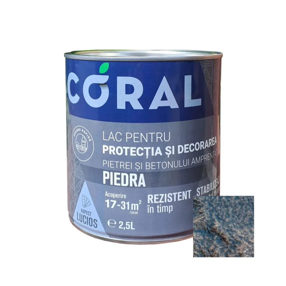 Lac pentru piatra Coral Piedra, interior / exterior, gri, 2.5 L