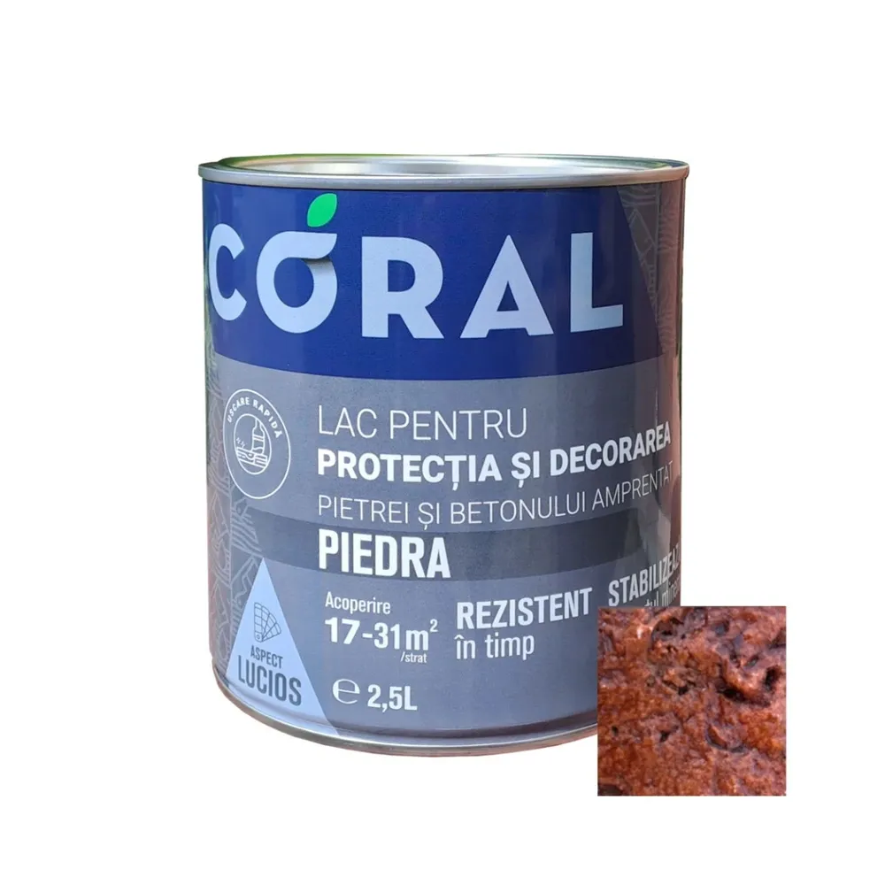 Lac pentru piatra Coral Piedra, interior / exterior, maro roscat, 2.5 L