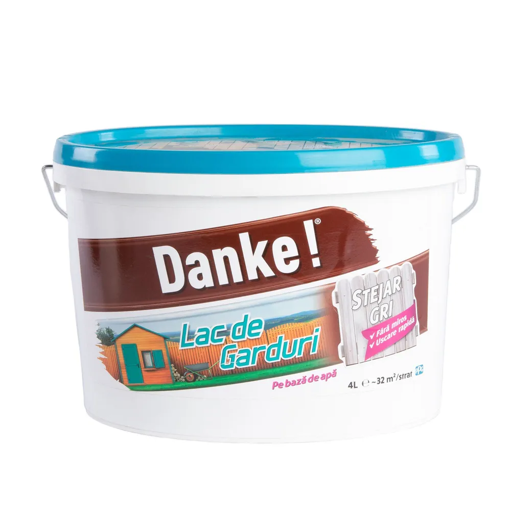 Lac protector lemn Danke, pentru garduri, acrilic, mat, gri, 4 L