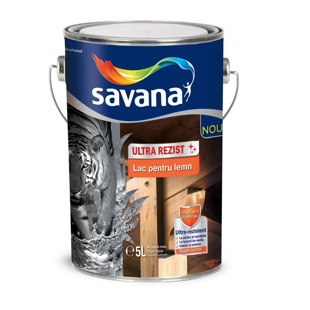 Lac protector lemn Savana Ultra Rezist, alchidic, lucios, mahon, 5 L