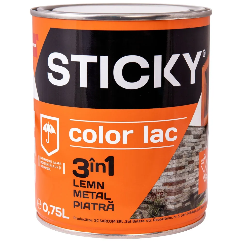 Lac protector lemn Sticky, alchidic, lucios, stejar, 0.75 L