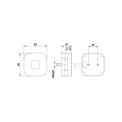 Lampa gabarit auto 62x62 LED galbena 12-36V Fristom — imaginea 2