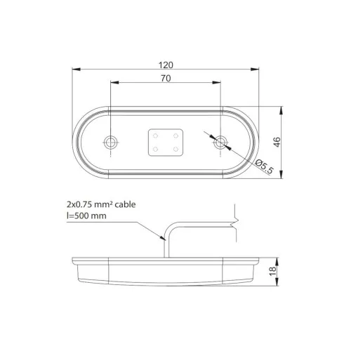 Lampa gabarit auto LED galbena 118x46 mm 12-36V Fristom — imaginea 2