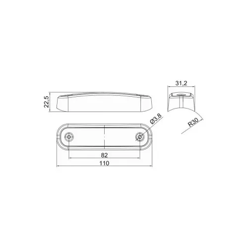 Lampa gabarit auto LED rosie 110x30.5 mm 12-36V Fristom — imaginea 2