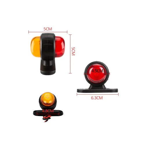 Lampa gabarit LED 12V 24V lumina portocaliu rosu — imaginea 3
