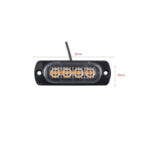 Lampa LED de avertizare 4 LED-uri 12V-24V galbena 86x28mm — imaginea 3