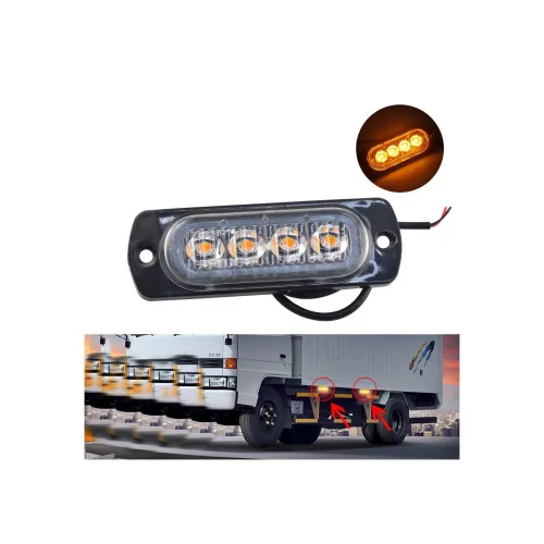 Lampa LED de avertizare 4 LED-uri 12V-24V galbena 86x28mm — imaginea 5