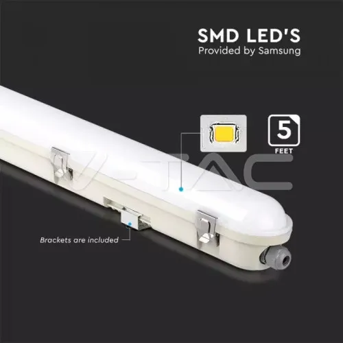Lampa LED Rezistenta la Apa Seria-M 1500mm 48W 4000K Milky Cover SS Clip 120lm/W — imaginea 3
