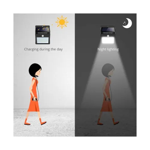 Lampa LED solara 6W 600lm cu senzor de miscare 3m si panou solar integrat — imaginea 5