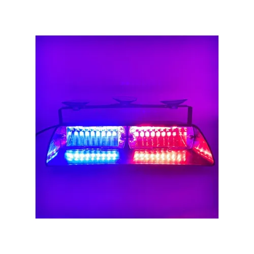 Lampa LED stroboscopica auto 48W pentru parbriz rosu albastru 16 LED 12V — imaginea 2